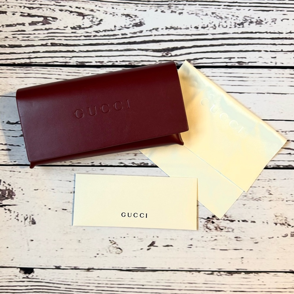 NEW Gucci Burgundy Red Sunglasses Eyeglasses Magnetic Closure Case - Authentic